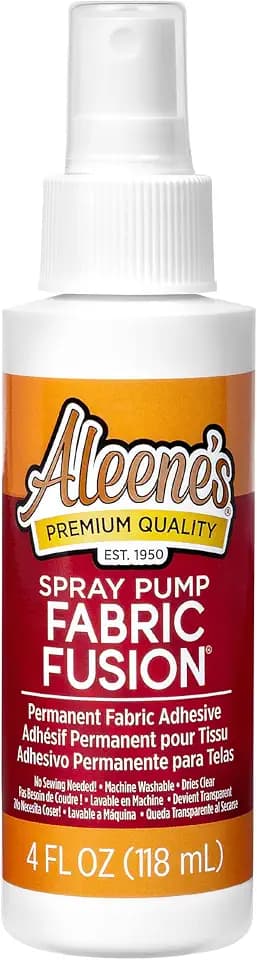 Aleene's Fabric Fusion Spray Pump, Permanent Fabric Glue, 4 fl oz, Fast Drying Spray Adhesive for Cotton, Denim, Polyester - Prime Before Use