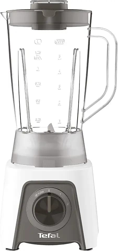 Tefal BL2C01 Blendeo Standmixer | 450-W-Motor | 1,5 Liter Fassungsvermögen | 2 Geschwindigkeiten + Pulse-Funktion | Duraforce Klingen | Saugnäpfe für sicheren Stand | Weiß/Grau