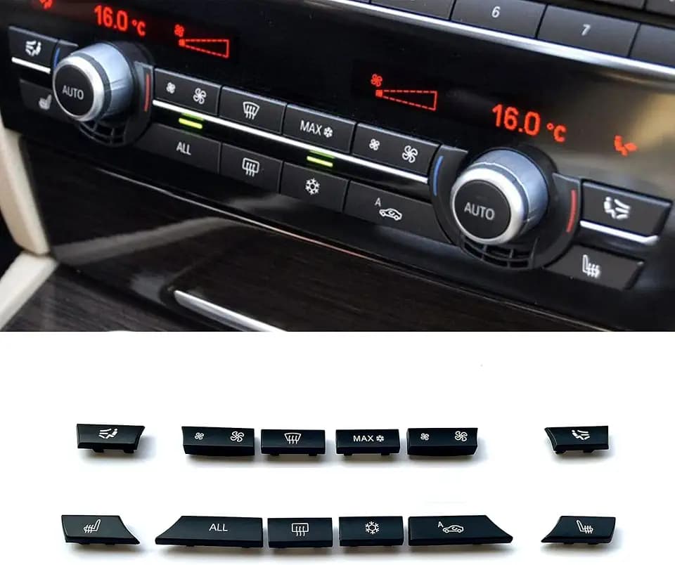Air Conditioning A/C Vent Button AC Heater Climate Control Key Caps Interior Repair Kit Replacement for BMW 5 6 7 M5 M6 F02 F06 F10 F12 61319313923(12 Key/Set)
