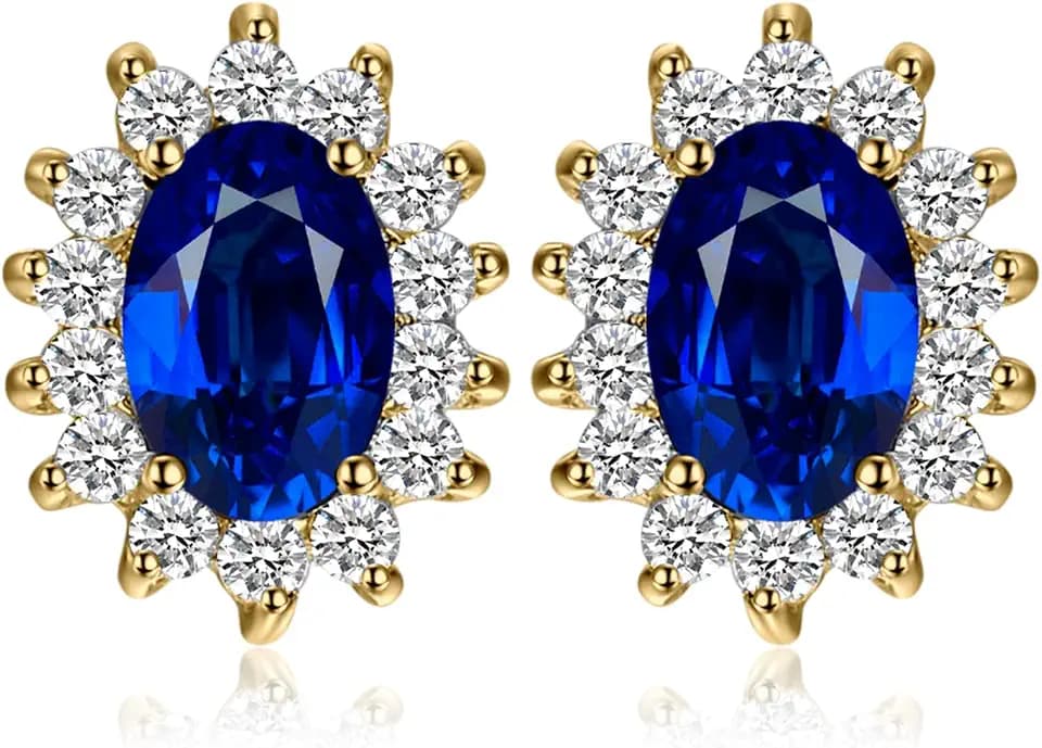 JewelryPalace Prinzessin Diana Kate Middleton Edelstein Amethyst Citrin Granat Peridot Topaz Saphir Rubin Smaragd Ohrstecker Silber 925 Damen, Schmuck Set Frauen, Ohrringe Silber Mädchen Rosegold Gold