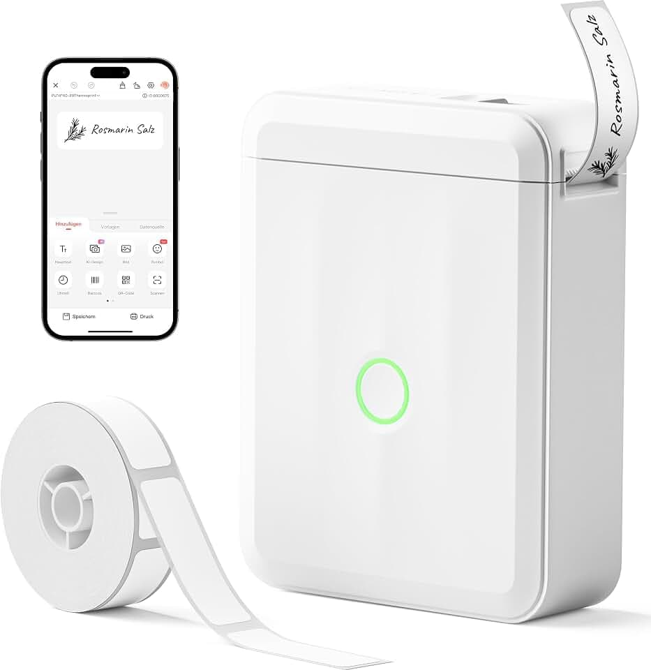 NIIMBOT Namensaufkleber-Etikettendrucker, D110 Bluetooth-Etikettiergerät | mit Wasserdichte Etiketten , Für Zuhause Büro Schule Kindergarten