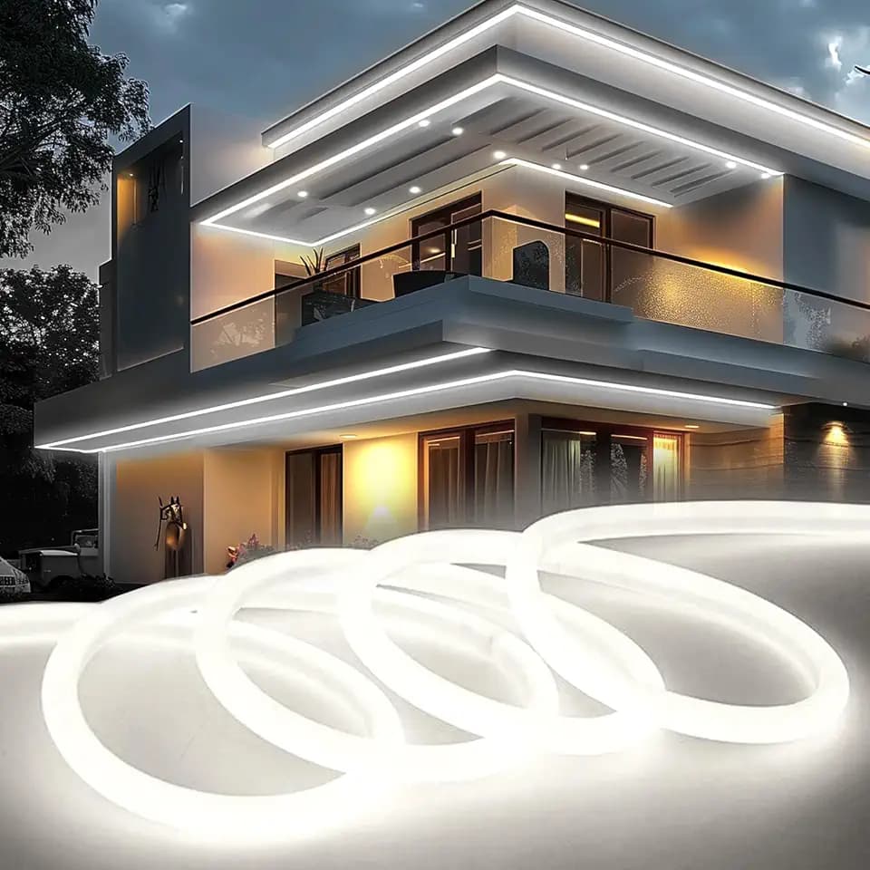 KSIBNW LED Strip Streifen Weiß 230V, 20M Neon LED Strip Innen IP65 Wasserdichte 320° Glühen LED Band Aussenbereich Mit Netzteil Lichterkette Lichtband DIY Flexible für Zimmer Deko, Küche, Party