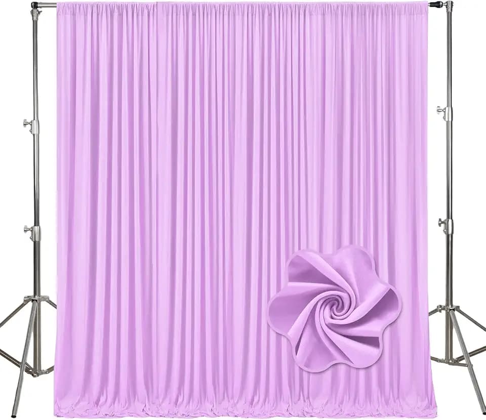 10ft x 10ft Light Purple Backdrop Curtains for Parties, Polyester Fabric Backdrop Drapes with Rod Pockets for Weddings, Birthday, Halloween, Photography, Christmas Party Background Curtain, 2 Panels