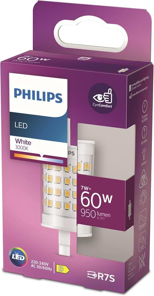 Philips Standard LED Stablampe mit 60W mit einer Länge von 78mm, 2 Pin Sockel, warmweißes Licht (3000K), neue Generation