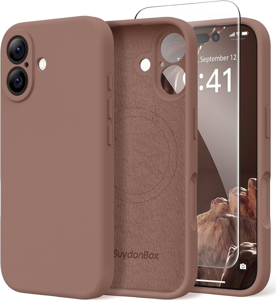 Magnetic for iPhone 16 Case Silicone Brown