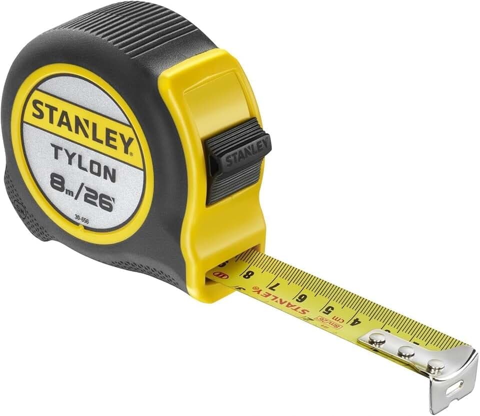 STANLEY 8m/26ft Tylon Maßband mit TRU-ZERO Ankerhaken, einziehbar, hochsichtbares Maßband, 8m x 25mm, 0-30-696