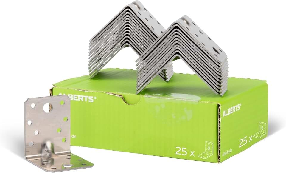 Alberts 848217 Schwerlast-Winkelverbinder mit Sicke | Edelstahl | 70 x 70 x 55 mm | 25er Set