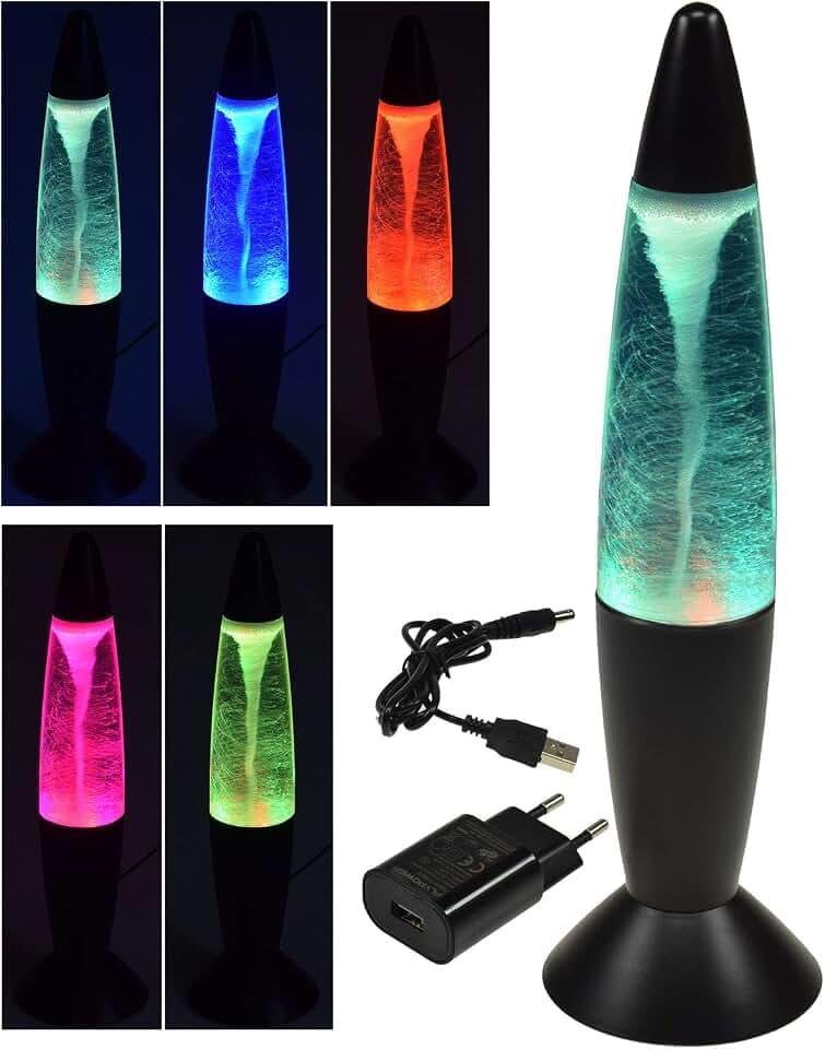 Dekoleuchte TORNADO 37cm LED Beleuchtung und Farbwechsel Betrieb an USB 5V= oder Batterie 3xAA mit Netzteil 5V und Kabel