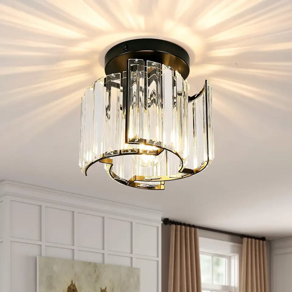 Mini Crystal Ceiling Lamp, Close-to-Ceiling Light for Hallway