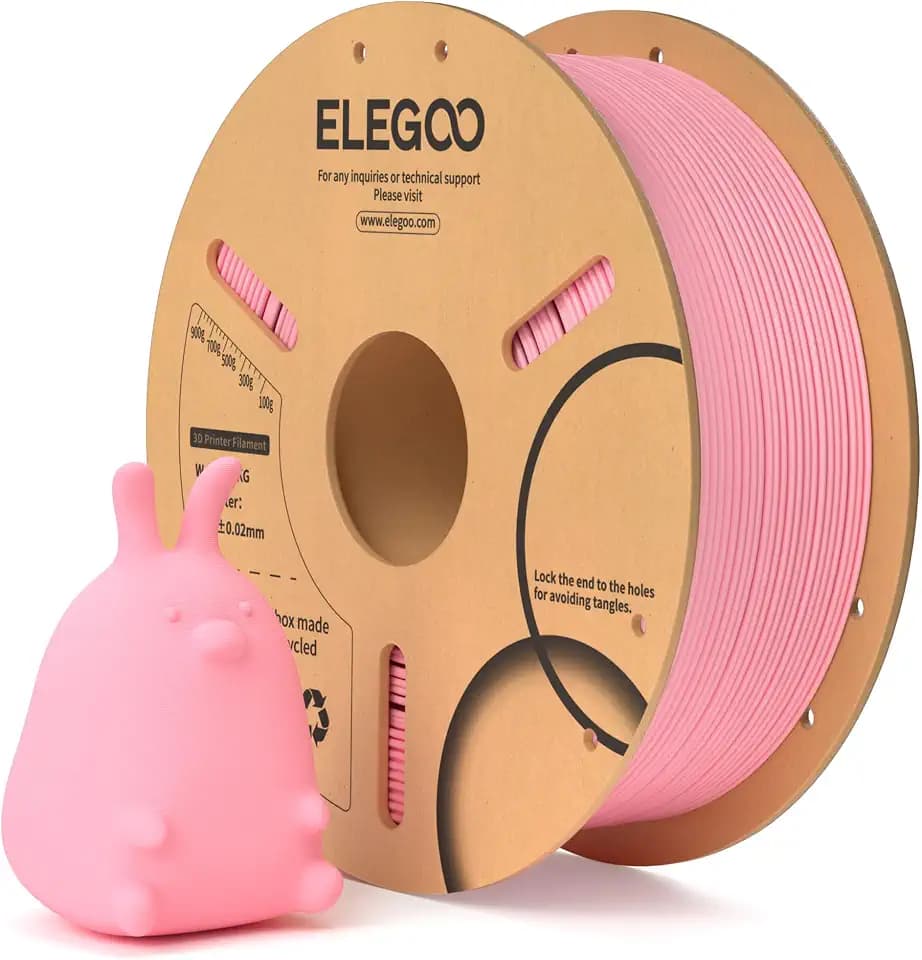 ELEGOO PLA Filament 1.75mm, 3D Drucker Filament PLA Rosa 1KG | Maßgenauigkeit +/- 0,02mm, 1kg Pappspule (2.2lbs), Sauber Gewickelte, Vakuumverpackung für Meisten FDM 3D Drucker