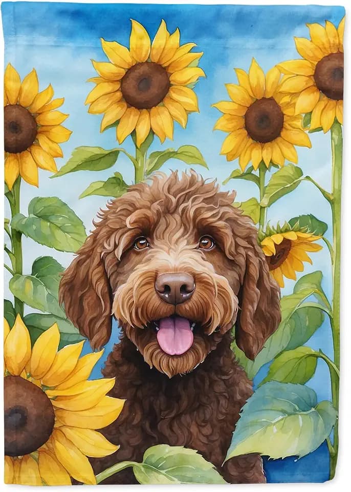 Caroline's Treasures DAC6112GF Labradoodle in Sunflowers Garden Flag Mailbox Flag Decorative Yard Flag Banner Outside Patio Artwork Yard Flower Beds, Garden Size, Multicolor