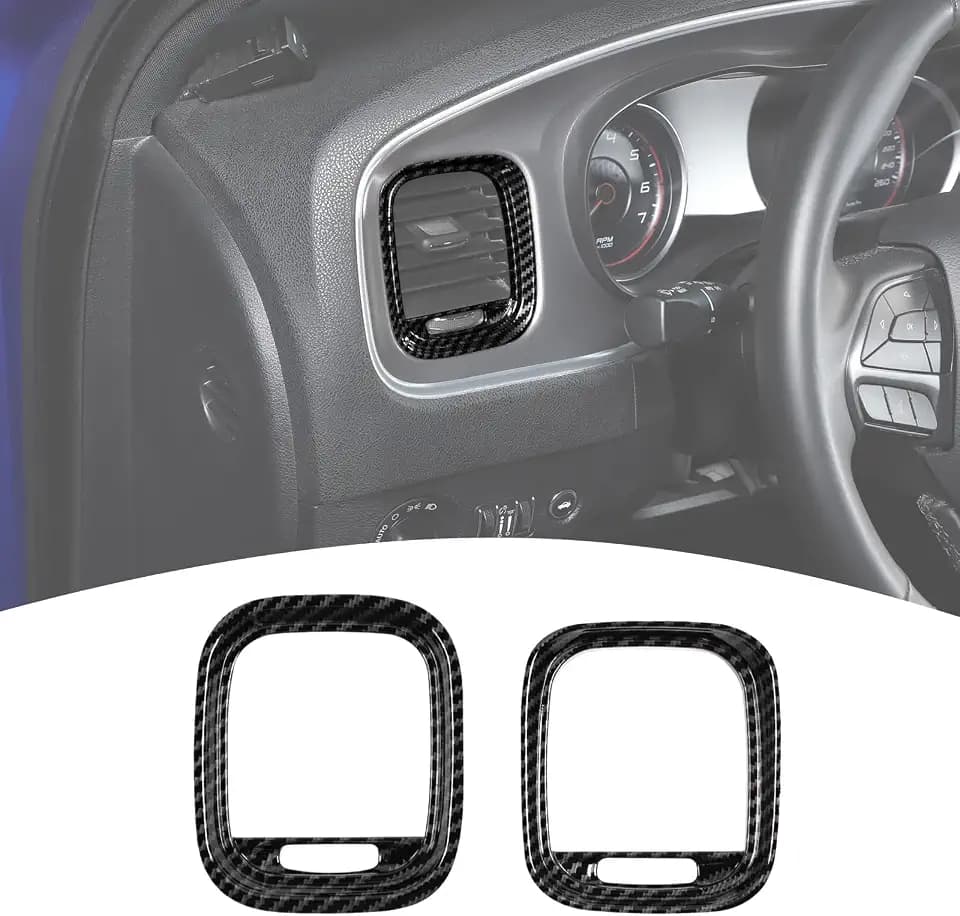 for Charger Dashboard Side Air Vent Cover Trim Fit for Dodge Charger 2015-2023 Black Carbon Fiber Interior Accessories 2pcs
