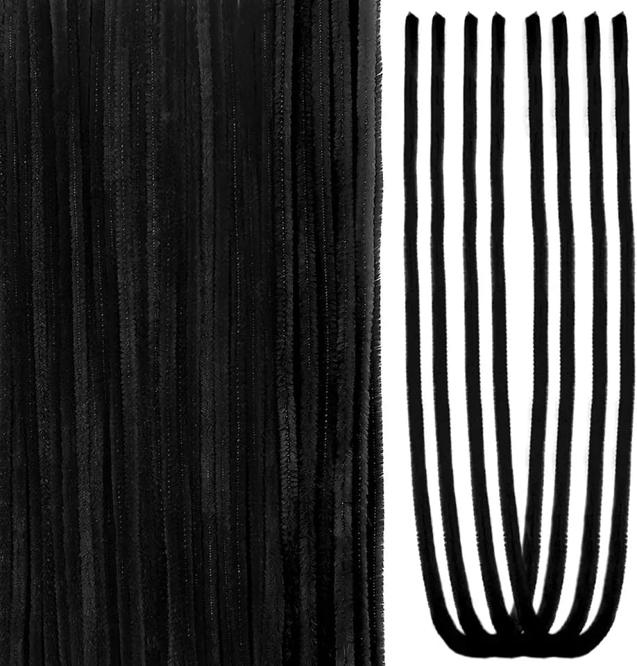 TOAOB 100pcs Long Pipe Cleaners Black Overlength Chenille Stems 24 Inch