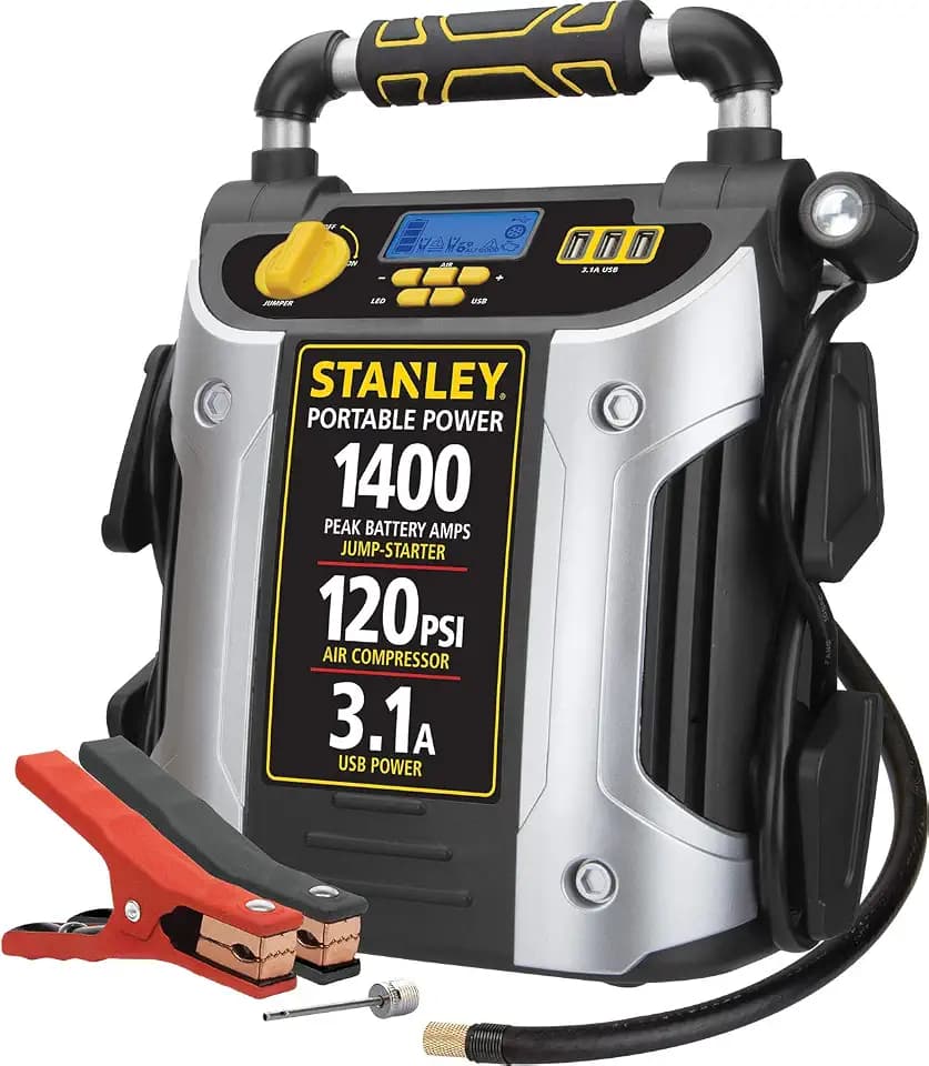 Stanley J7C09D 1400 Peak Amp Jump Starter with 120 PSI Inflator
