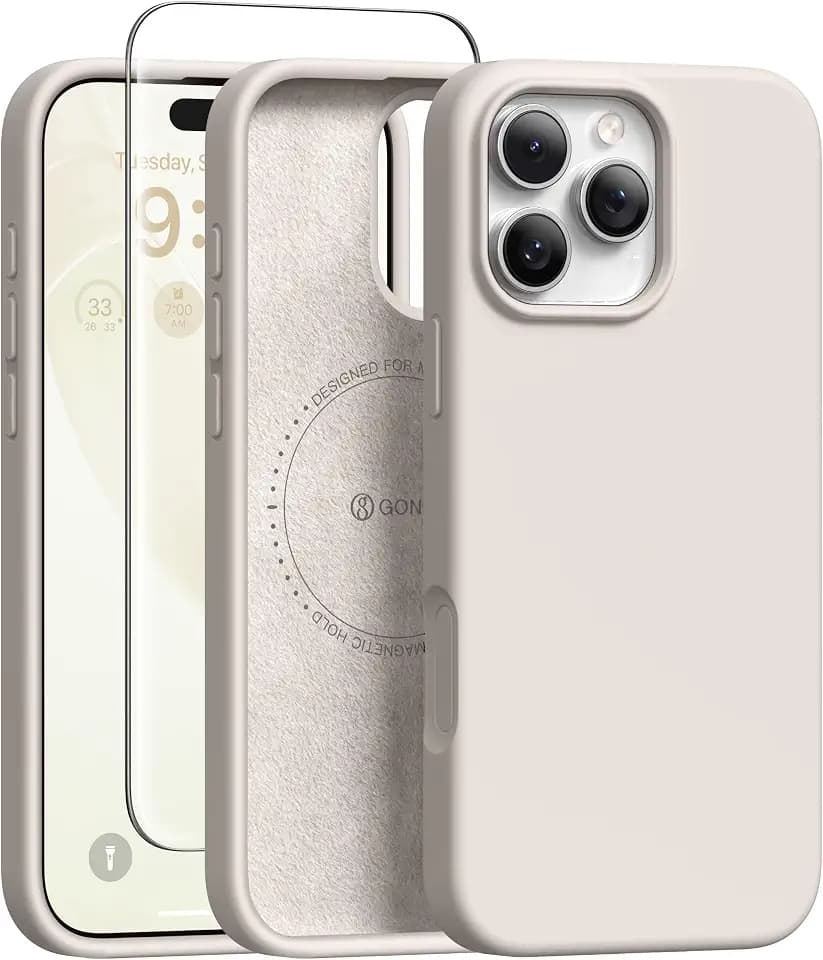 GONEZ Magnetic for iPhone 16 Pro Case, Silicone Cover Stone