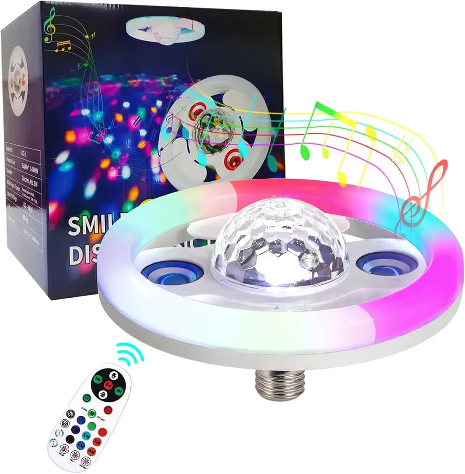 Musik-synchronisierte LED-Partylichter mit Bluetooth-Lautsprecher, energieeffizient, Stroboskop & Farbverlauf, ideal für Tanzflächen, Geburtstagsfeiern & Hausunterhaltung (Disco-Licht ohne Ständer)
