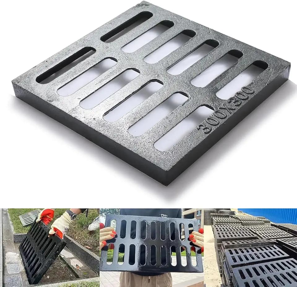 12x12 Cast Iron Drain Grate,B125 Square Outdoor Metal Grate for Storm Drain