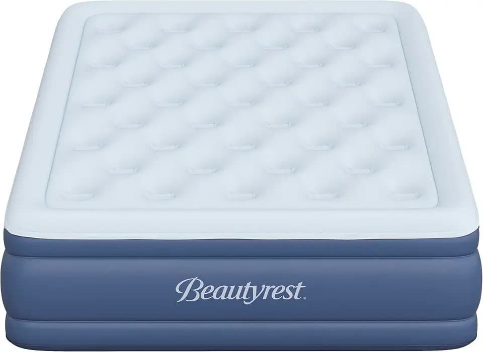 Beautyrest Supreme Air, Full Size Air Mattress with Built-in Pump, Raised Inflatable Bed for Adults, Puncture-Resistant Vinyl, Auto Shut-Off, 650lb Support, Guest Bed, Camping Airbed, 3-Year Warranty