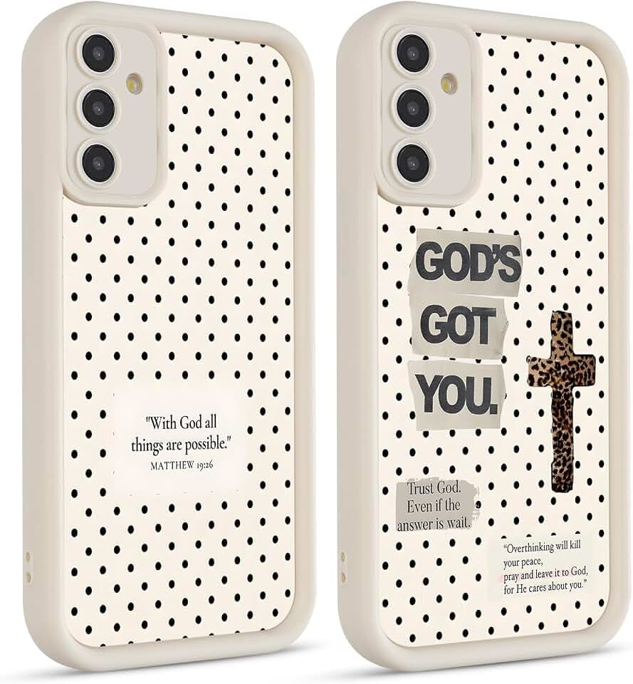 2 Pack Cute Christian Cross Polka Dot Phone Case for Samsung Galaxy S26 Plus 6.7", Aesthetic Cheetah Leopard Bible Jesus Design Women Girls Case Soft Slim Shockproof TPU Protective Funda Cover