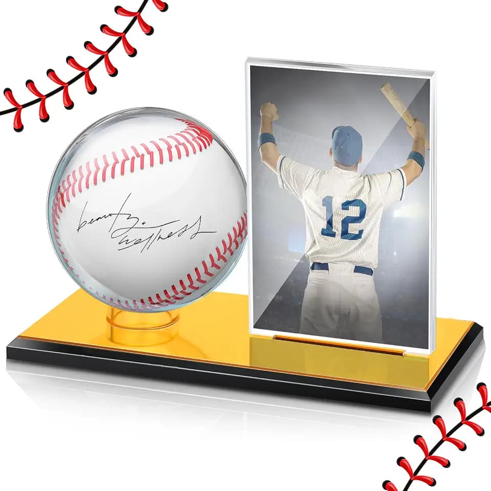 DoubleFill Baseball Display Case for Ball and Cards, Golden, Small