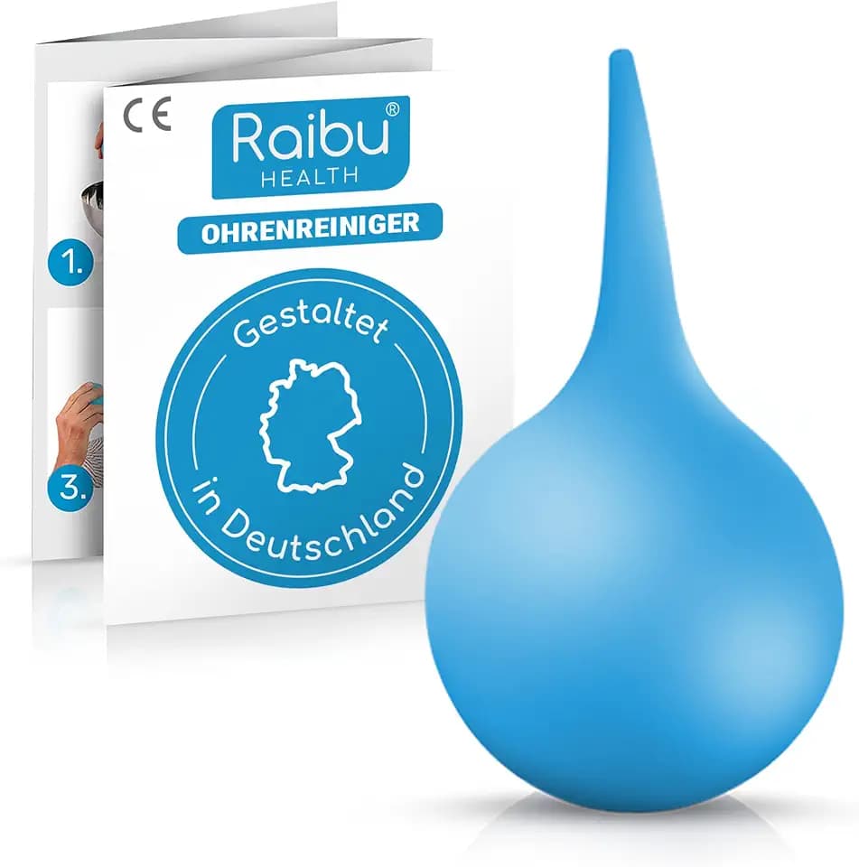 Raibu Ohrenreiniger 200ml - Ohrenschmalz Entferner für Babys, Kinder & Erwachsene - Sicherer & Wiederverwendbarer Ohrreiniger - Ohrendusche & Ohrsauger, perfekt zur Ohrreinigung