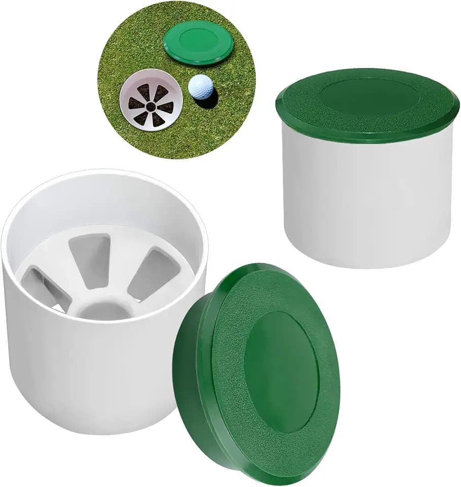2 Sets Golf Hole Cup with Cups Cover, Golf Accessories for Backyard Practice Putting Green, Enhanced Home Golfing Experience