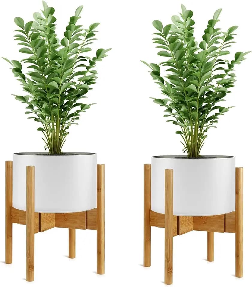 Blumenständer, Bambus Pflanzenständer, Verstellbarer Blumenregal, Blumentopfständer Topfgestell für Innen- & Außenbereiche, Passen Sie 8-12 Zoll Blumentöpfe (2 Pcs)