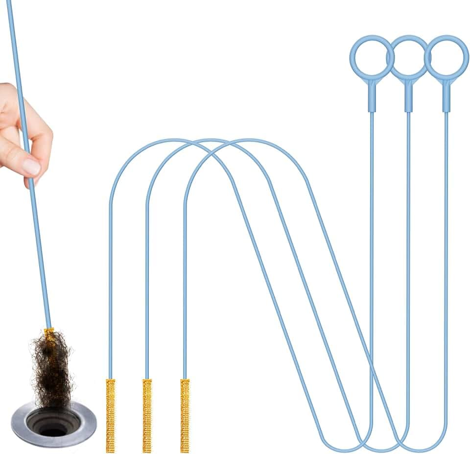 Abflussreiniger Spirale Lang 127 cm, Unzerbrechliches Edelstahl Abflussreiniger Sticks, Flexibles Rohrreinigungsbürste Rohrbürste für Badezimme Steckloch Küche und Dusche(3 Stück)