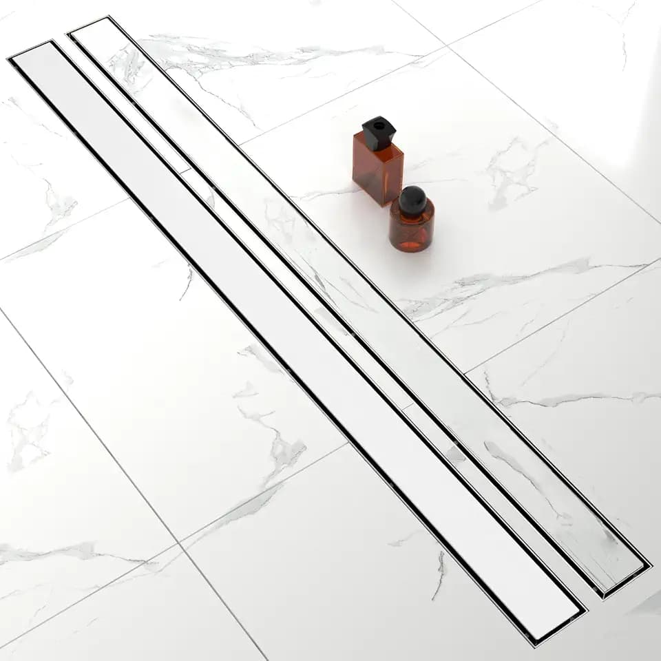 60 Inch Linear Shower Drain-Brushed Nickel, with Tile Insert Grate