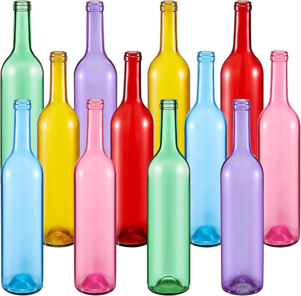 Zhehao 12 Pcs 750ml Colored Glass Bottles for Bottle Tree Decor, Cute Color