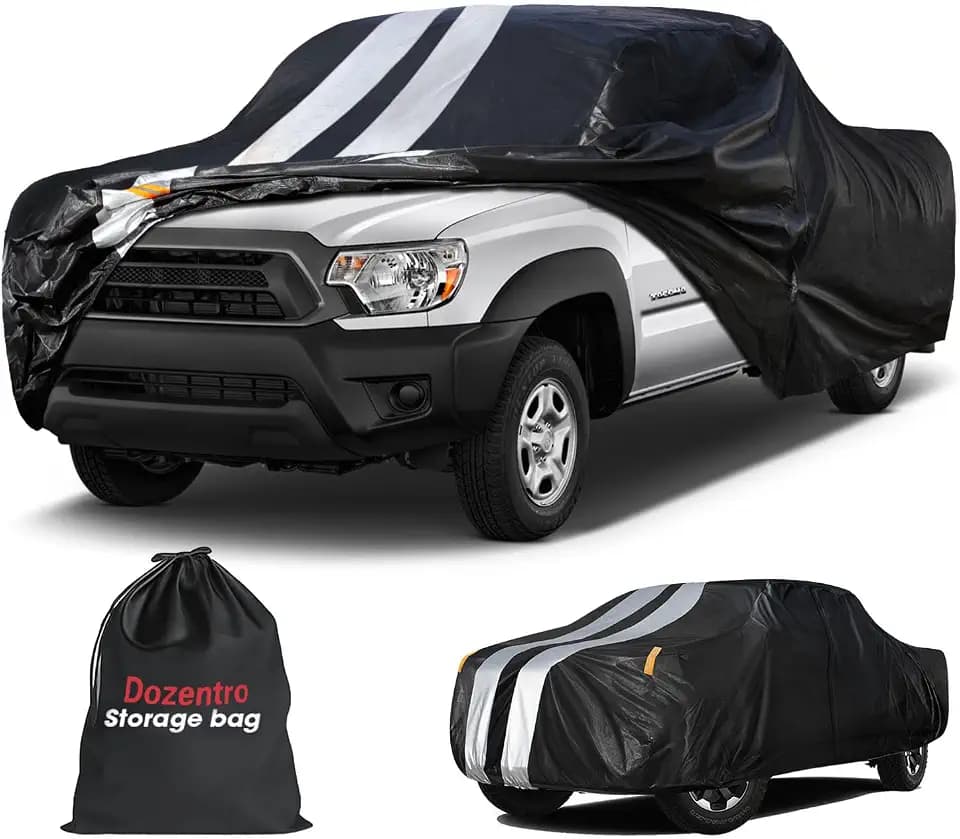 Toyota Tacoma Truck Cover Custom Fit 1995-2026 Xtra/Access/Double Cab Short Bed(5'-6.125') With Door Zipper, 10 Layers Outdoor Heavy Pickup Truck Cover Waterproof All Weather, Wind Dust Sun Protector.