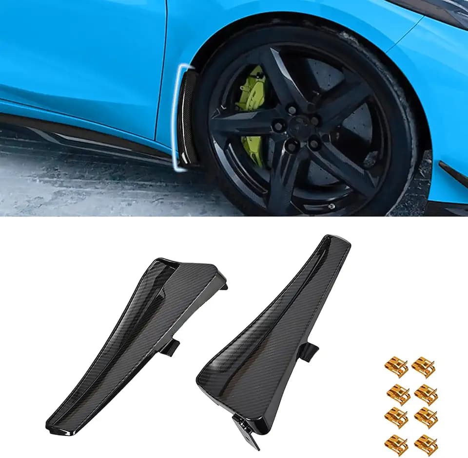 Extended Front Splash Guards Mud Flaps,Carbon Fiber Pattern Wheels Rock Guards Mudflap Fender Mudguard Mud Guards Protector ﻿Accessories for Corvette C8 Z06 2023+ and for C8 E-Ray 2024+