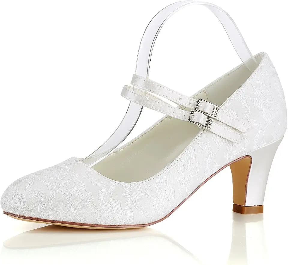 Silk Wedding Shoes Vintage Round Toe Mary Jane Bridal Shoes Ivory Wedding Guest Shoes