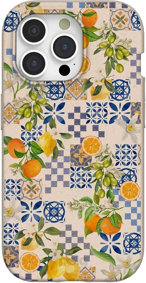 Pela | Phone Case Compatible with iPhone 15 Pro | Limited Edition | Supports Wireless Charging | Cute Eco Friendly | Amalfi Fruits