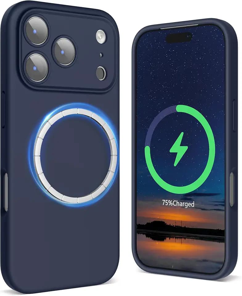 SURPHY Case for iPhone 17 Pro Case Compatible with MagSafe (6.3 inch 2025), Liquid Silicone 17 Pro Phone Cases Whit Soft Microfiber Lining, Midnight Blue