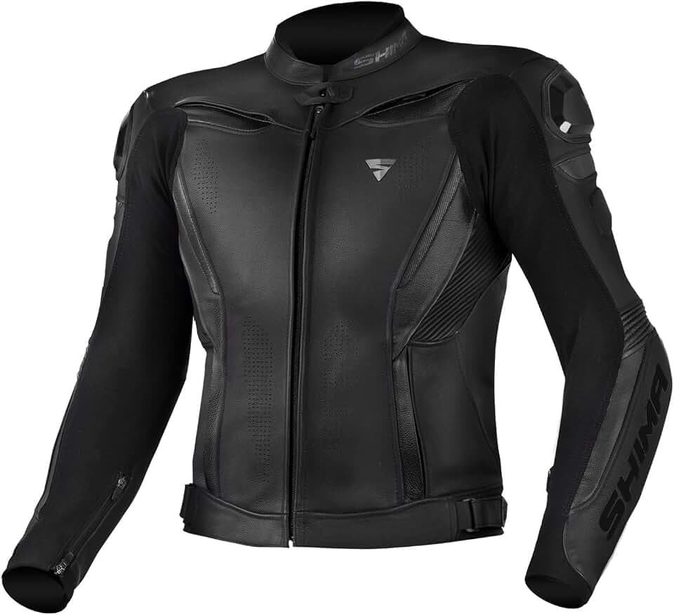 SHIMA CHASE Motorradjacke Herren -Sport Biker Lederjacke Männer Belüftet Sommer mit Schulter Schleifers, Schulter, Ellbogen und Rückenprotektoren, Verstärkte Doppelnähte (Schwarz, 50)
