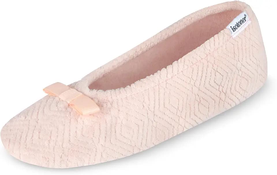 isotoner Women's Diamond Microterry Ballerina Slippers