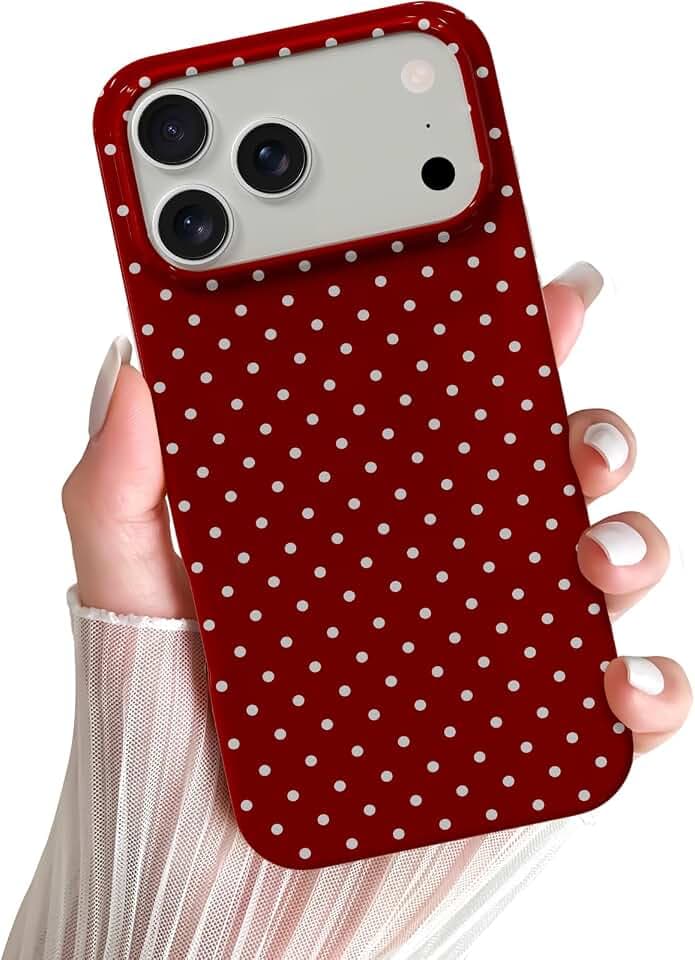 Yeddabox for iPhone 17 Pro Case Cute Polka Dot Phone Case Soft TPU Slim Shockproof Phone Cover for Women Girls, Red