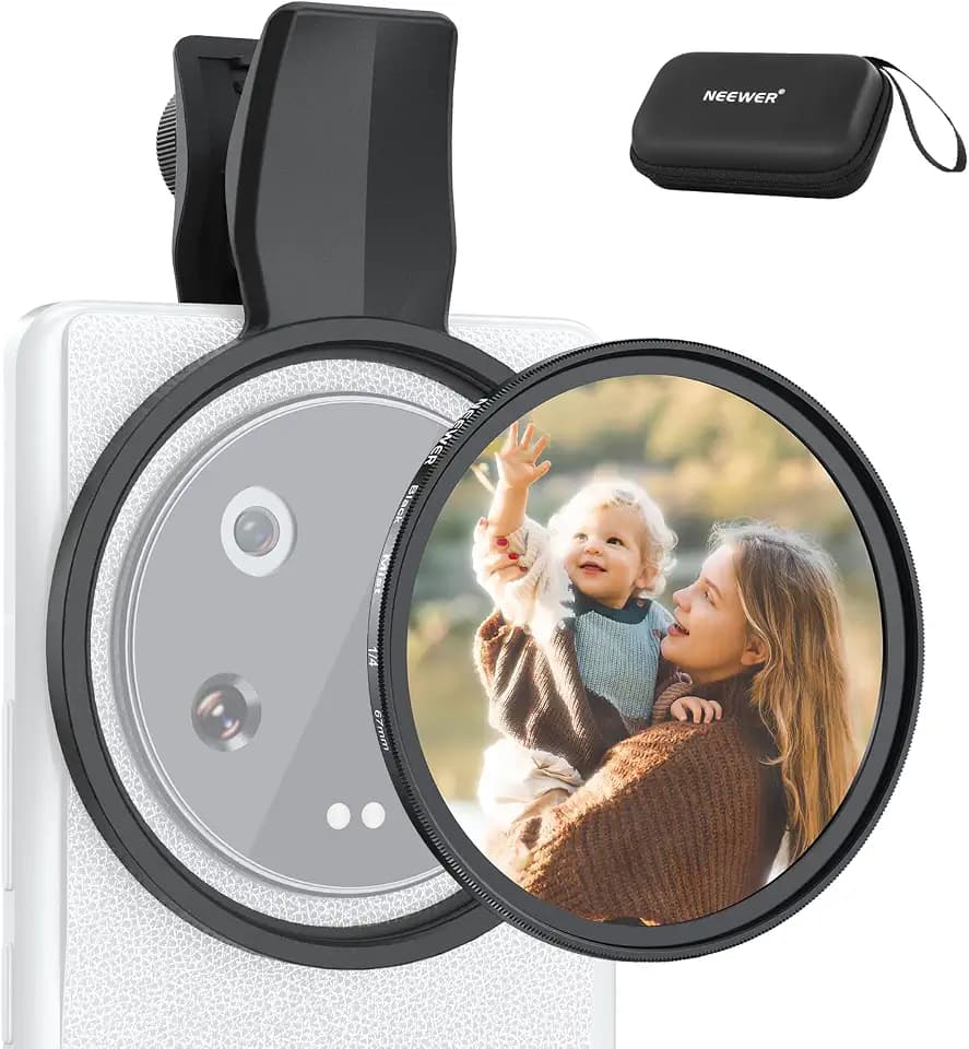 NEEWER 67mm Clip On Black Diffusion 1/4 Filter für einen filmischen Nebeleffekt, Zubehörset für Kameraobjektive kompatibel mit Android, Samsung S25 Ultra, Google Pixel, Huawei und Xiaomi, FL-B20