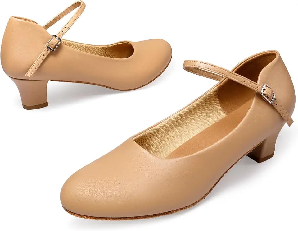 Dynadans Womens Character Shoes Ankle Strap 1.5 2 Inch Latin Ballroom