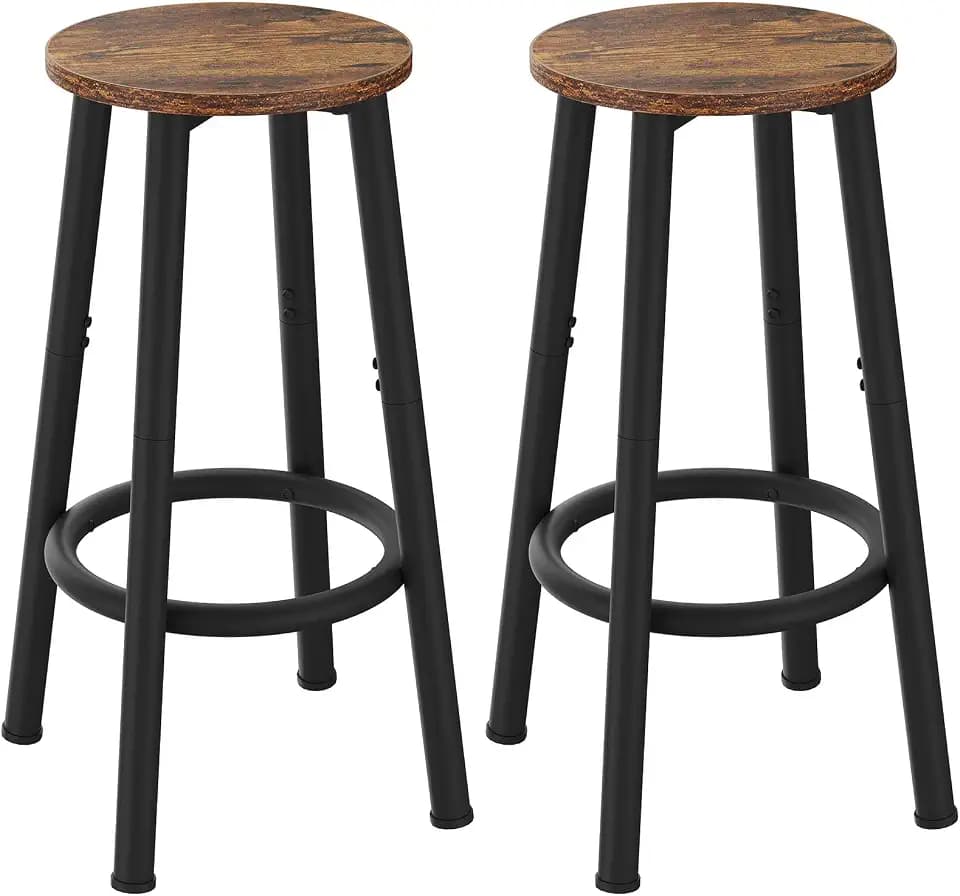 YMYNY Barhocker 2er Set Holz für Küche, Rustikal Braun HBS512H