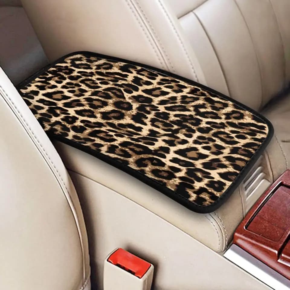 Leopard Cheetah Print African Animal Hunting Car Cover Center Console Pad