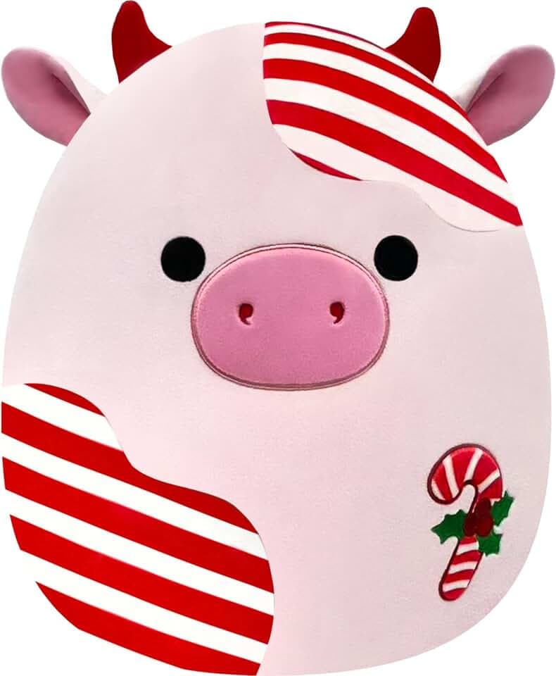 Squishmallows Original 14in Patton the Red Peppermint Cow – Official Jazwares Holiday Plush