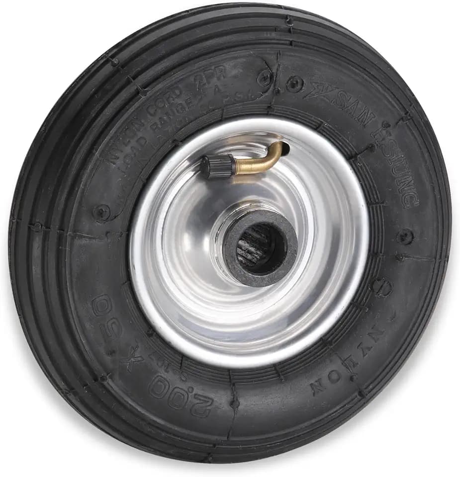 Dörner + Helmer Luftrad, 200mm x 50mm x 20 mm, 75kg Tragkraft, 60mm Nabe, für Sackkarren, Stahlfelge, Rollenlager