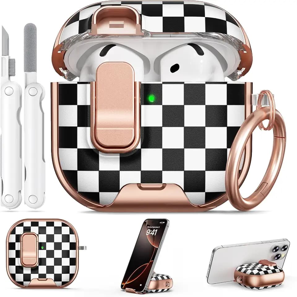 for AirPods 5/4 Case (2026-2024) with Lock-Small Checkered