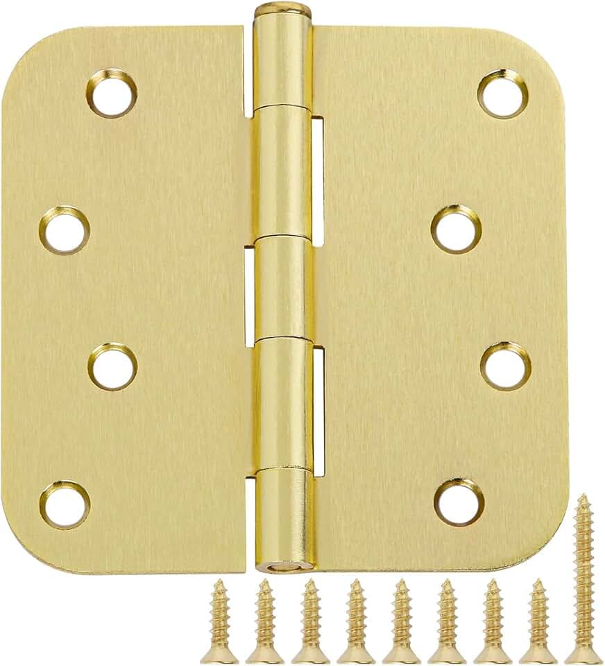 TDCHINGES 18 Pack Interior Door Hinges 4 Inch Brushed Brass 5/8" Radius