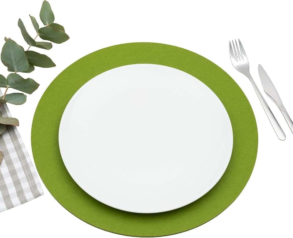 FILU Platzsets aus Filz 4er-Pack Grasgrün rund (Farbe und Form wählbar) 35 cm Durchmesser