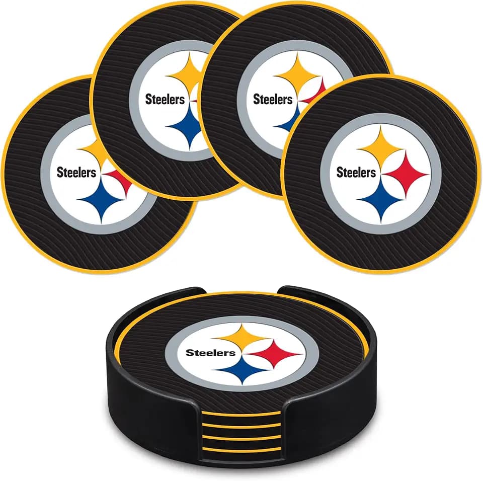 Rico Industries NFL Football Pittsburgh Steelers Classic Favorites: PVC Coaster Set (4-Pack)