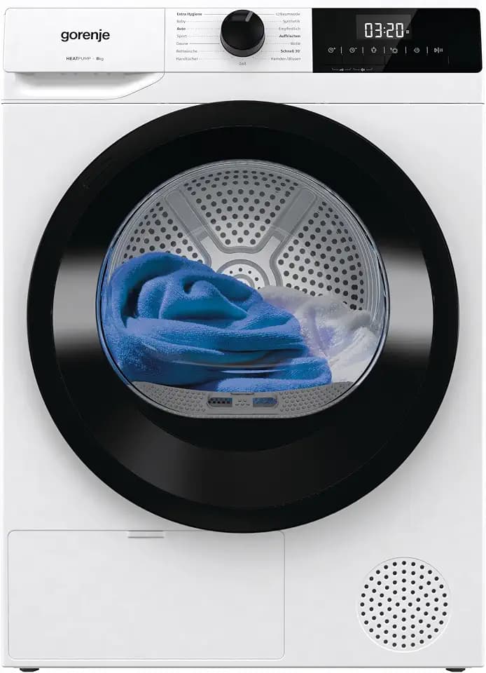 Gorenje DHNE83 Trockner/Kondensation mit Wärmepumpe / 8KG / 15 Programme/TwinAir/Feuchtesensor/Zeitverzögerung/Lieblingsprogramme/LED Display/EEK: C