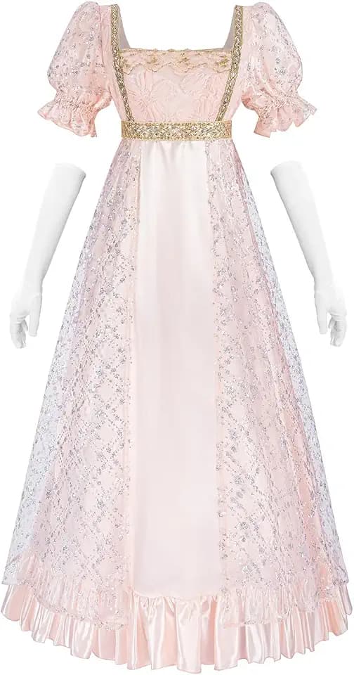 LTAKK Regency Dress Women Empire Waist Gown Victorian Costume